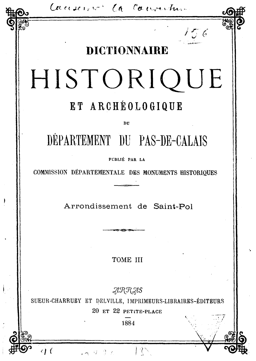 Dictionnaire Historique Et Archéologique De Saint-Pol Sur Ternoise