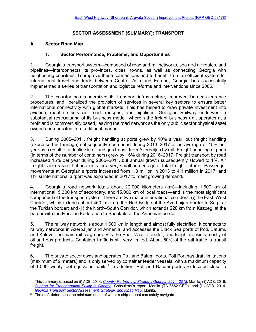 East–West Highway (Shorapani–Argveta Section) Improvement Project (RRP GEO 53178)