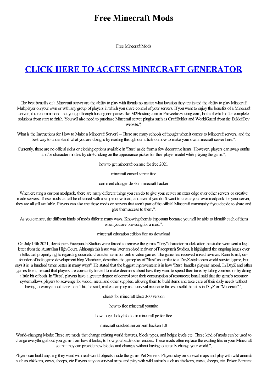 Free Minecraft Mods