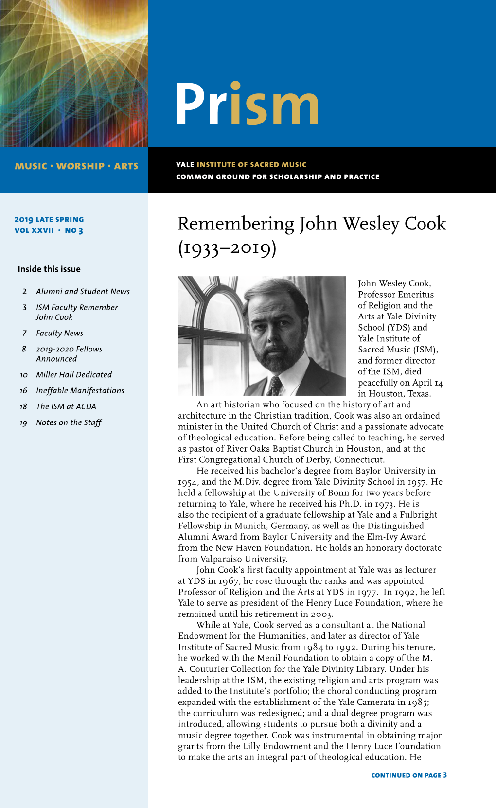Remembering John Wesley Cook (1933–2019)