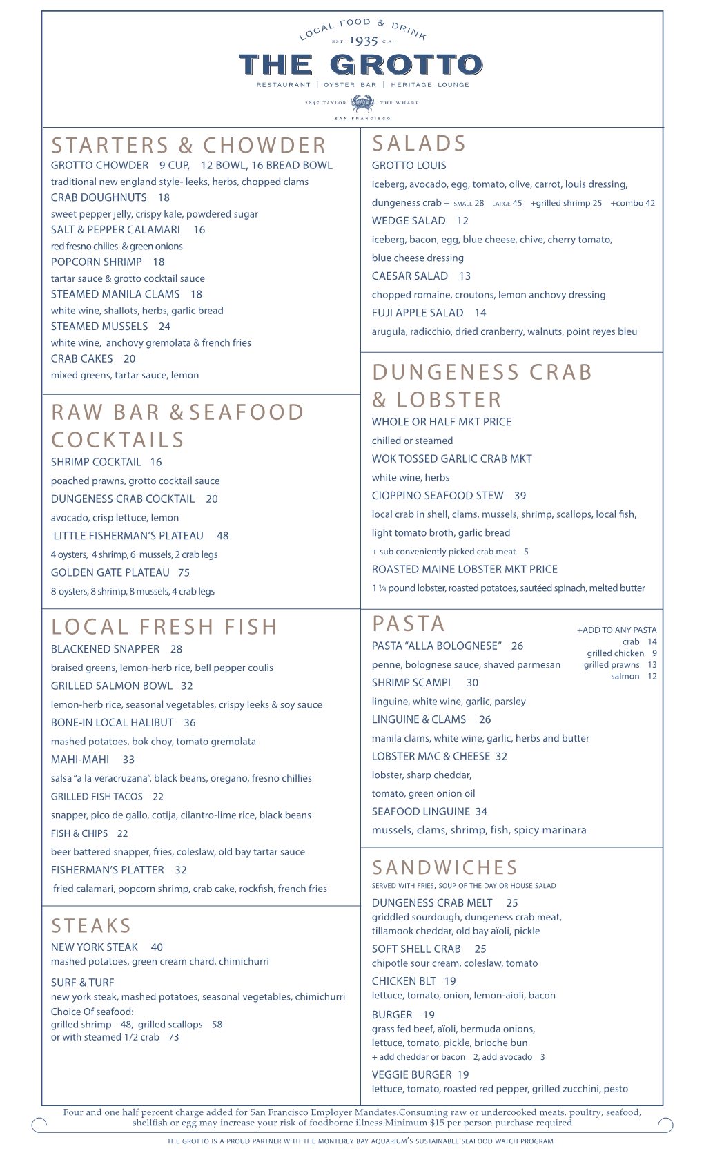 Local Fresh Fish Raw Bar &Seafood Cocktails Pasta