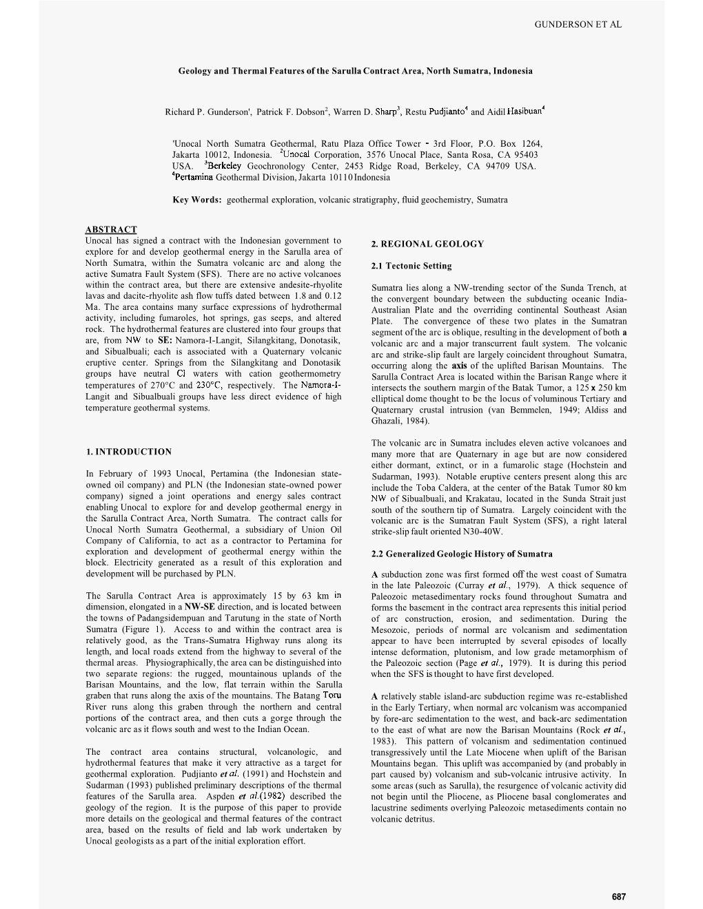 GUNDERSON ET AL Geology and Thermal Features of the Sarulla