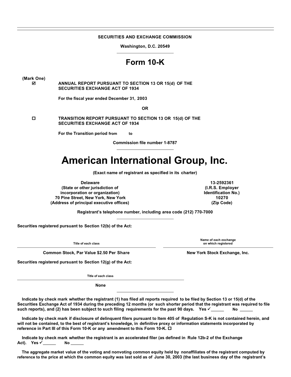 American International Group, Inc