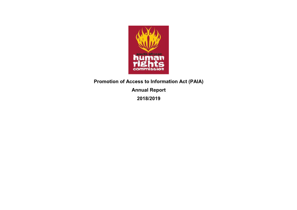 Promotion of Access to Information Act (PAIA) Annual Report 2018/2019