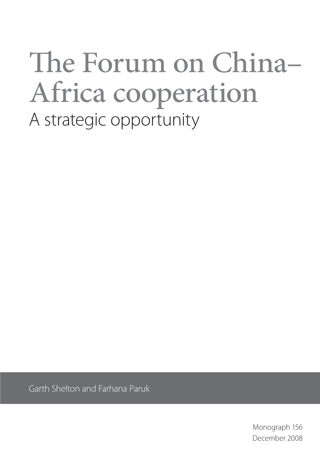 The Forum on China– Africa Cooperation, Documents and Speeches III, 4–5 November 2006