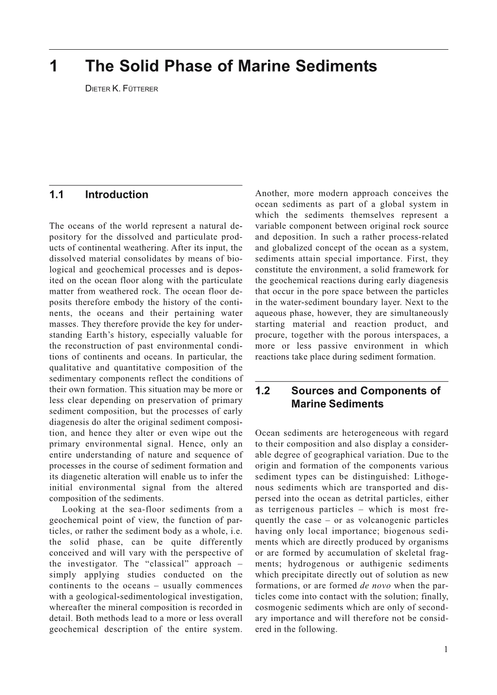 1 the Solid Phase of Marine Sediments