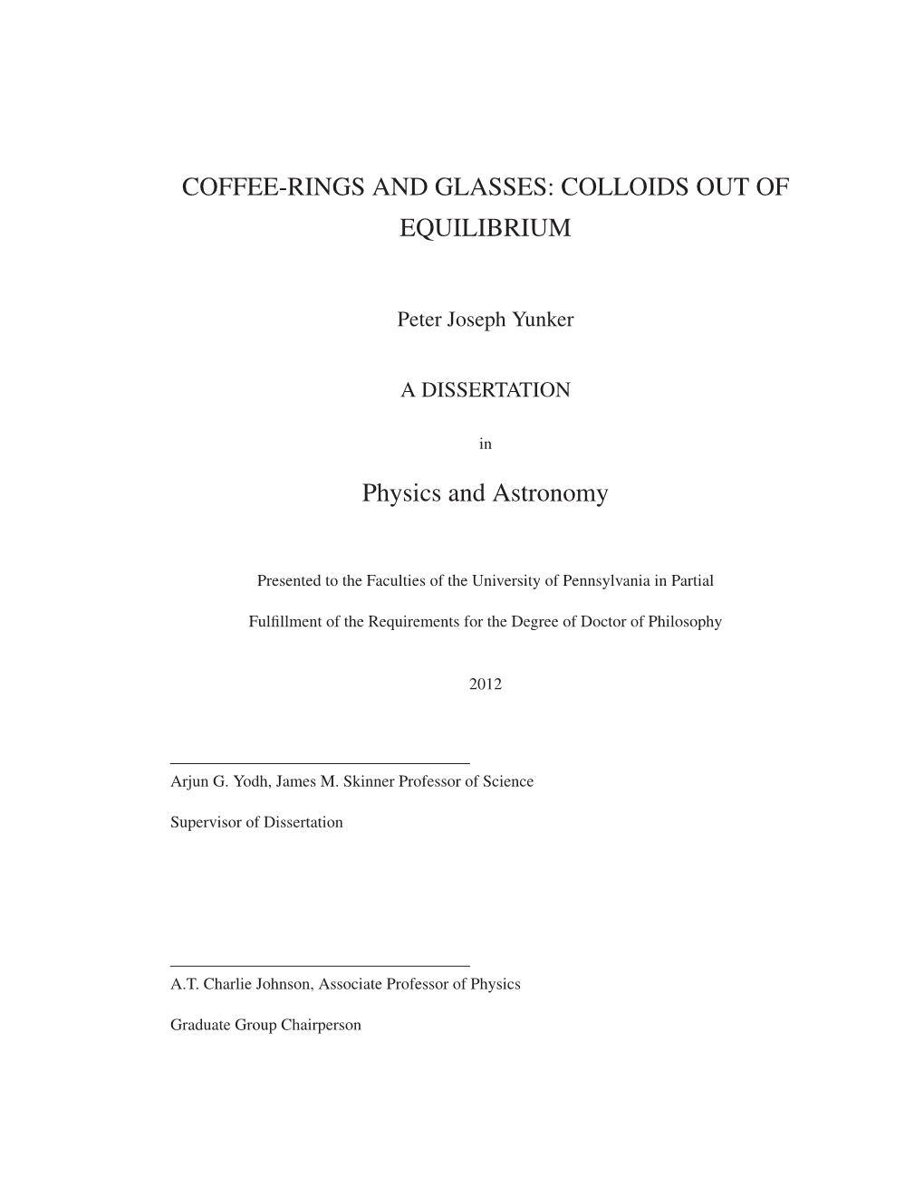 Coffee-Rings and Glasses: Colloids out of Equilibrium