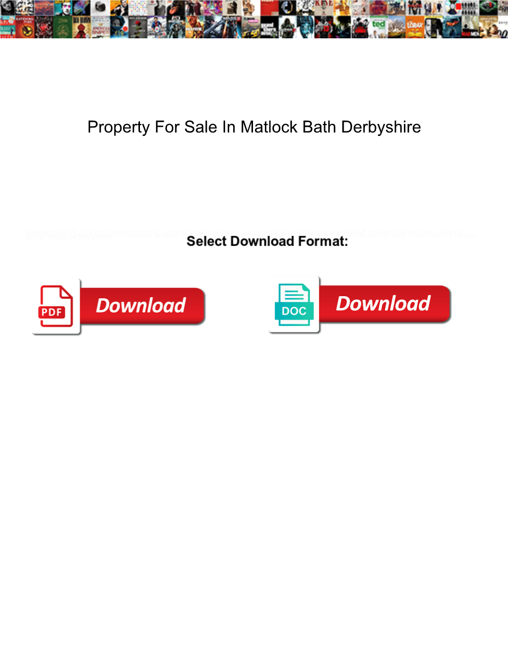 Property for Sale in Matlock Bath Derbyshire