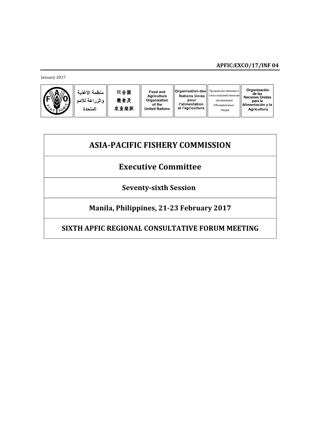 ASIA-PACIFIC FISHERY COMMISSION Executive Committee