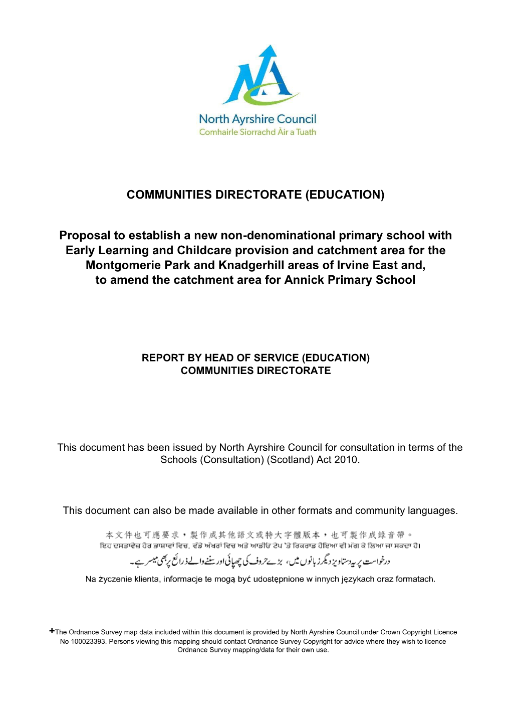 (EDUCATION) Proposal to Establish a New Non-Denominational Primary School with Early Learning and Childc