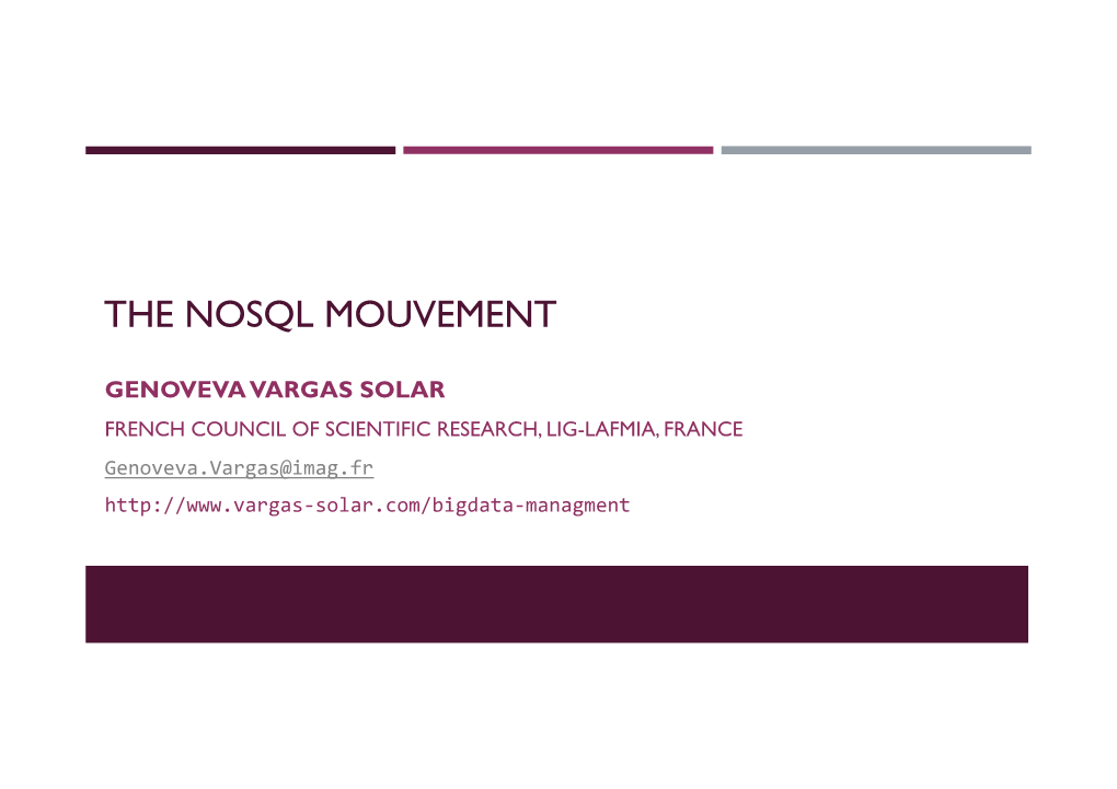 The Nosql Mouvement