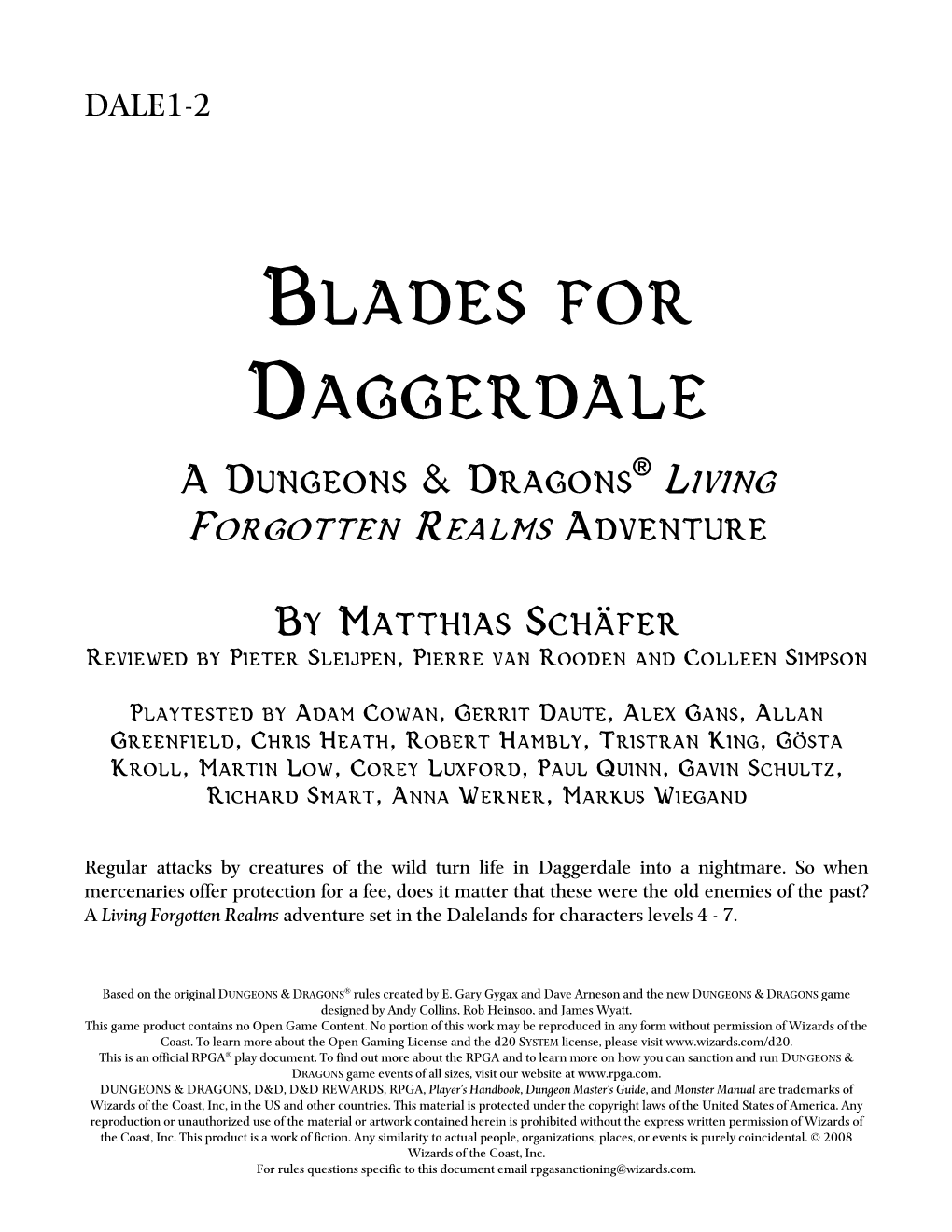 Blades for Daggerdale