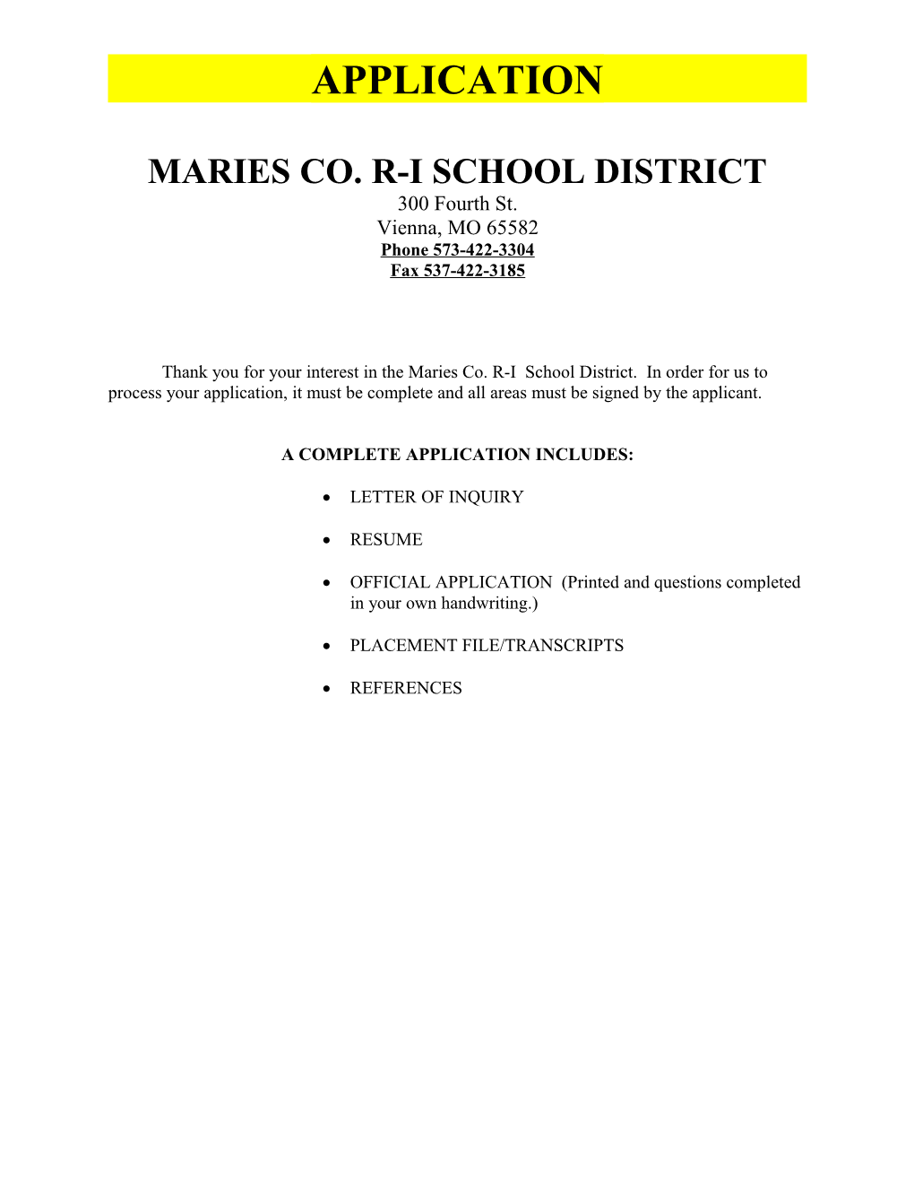 Maries Co. R-I School District