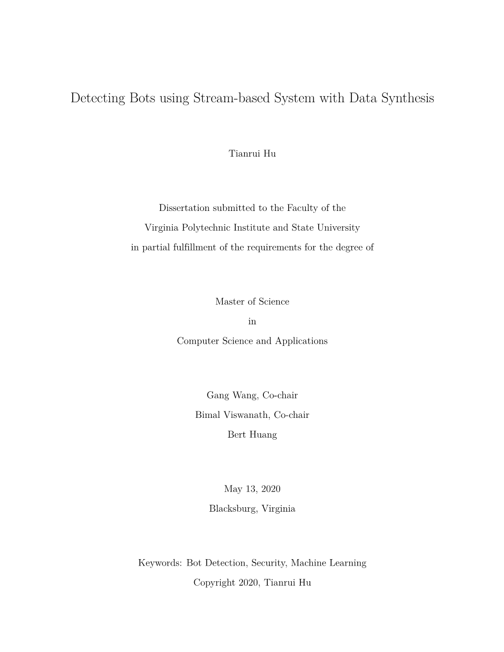 Detecting Bots Using Stream-Based System with Data Synthesis