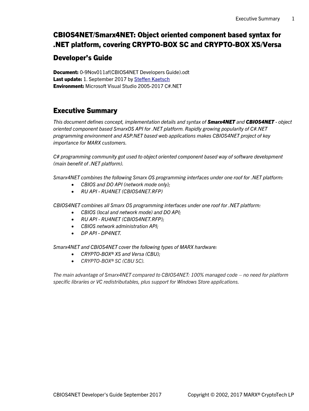 CBIOS4NET/Smarx4net Developer's Guide