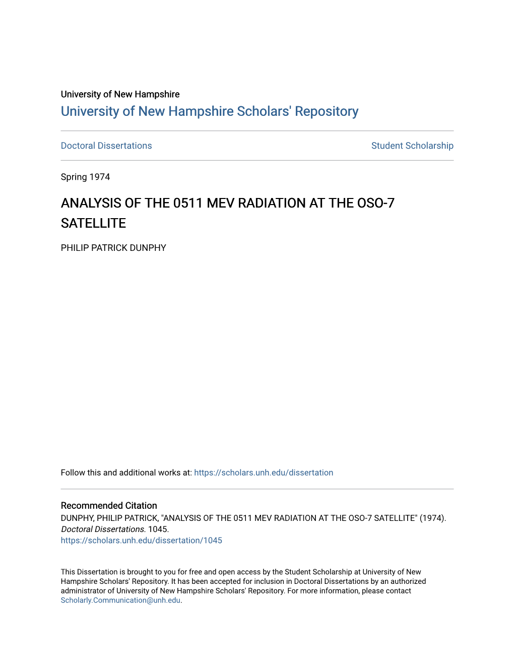 Analysis of the 0511 Mev Radiation at the Oso-7 Satellite