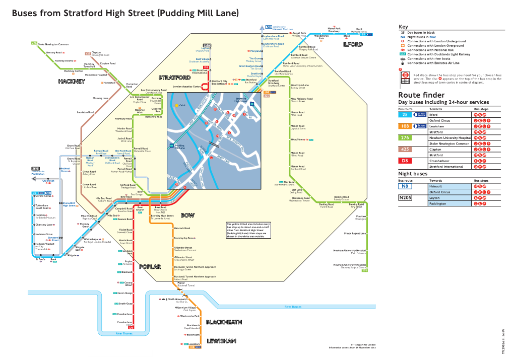 Buses from Stratford High Street (Pudding Mill Lane)