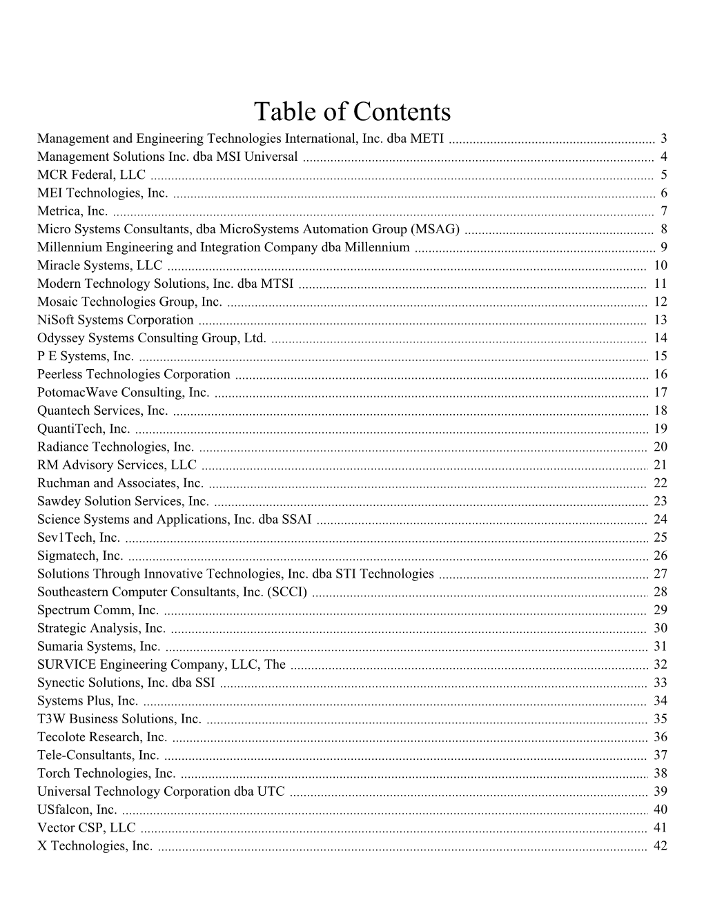 Table of Contents Management and Engineering Technologies International, Inc