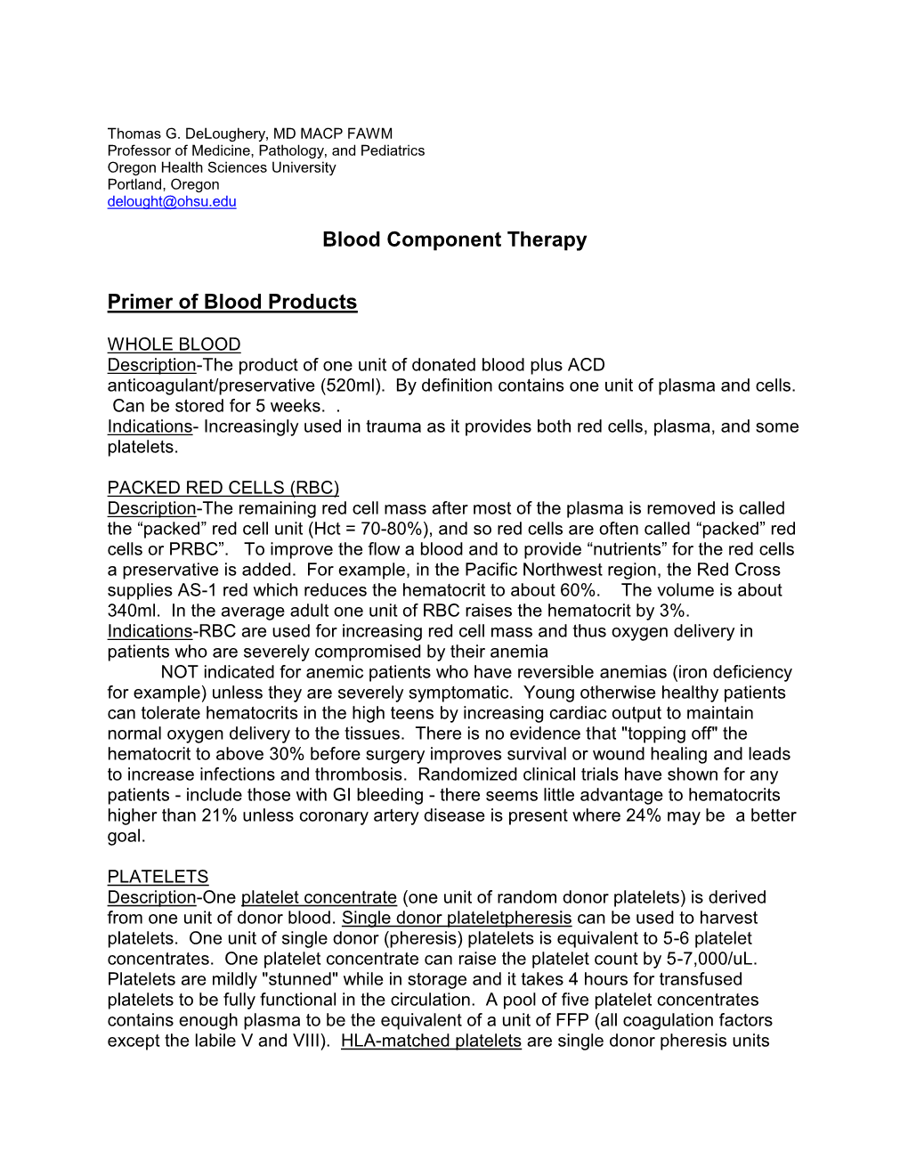 Blood Component Therapy