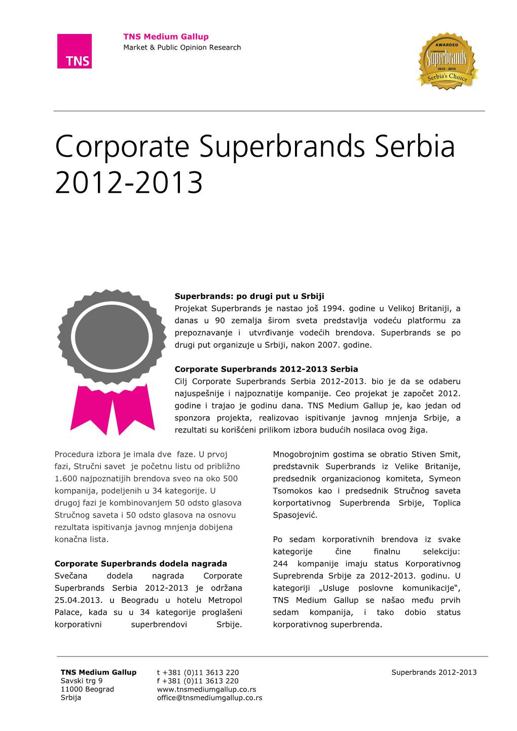 Corporate Superbrands Serbia 2012-2013