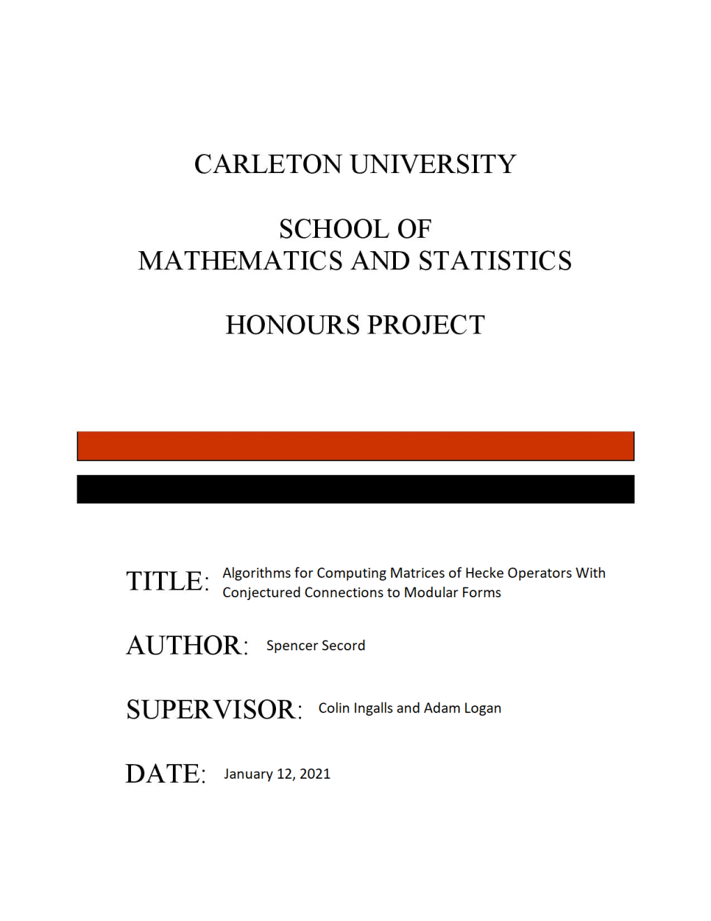 Algorithms for Computing Matrices of Hecke Operators with TITLE: Conjectured Connections to Modular Forms