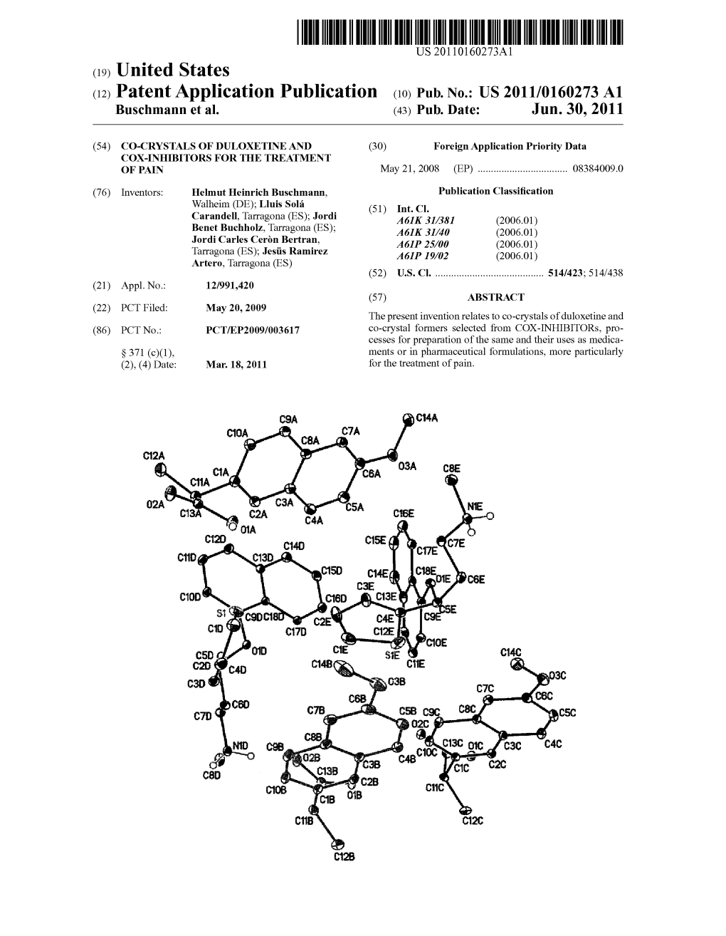 (12) Patent Application Publication (10) Pub. No.: US 2011/0160273 A1 Buschmann Et Al