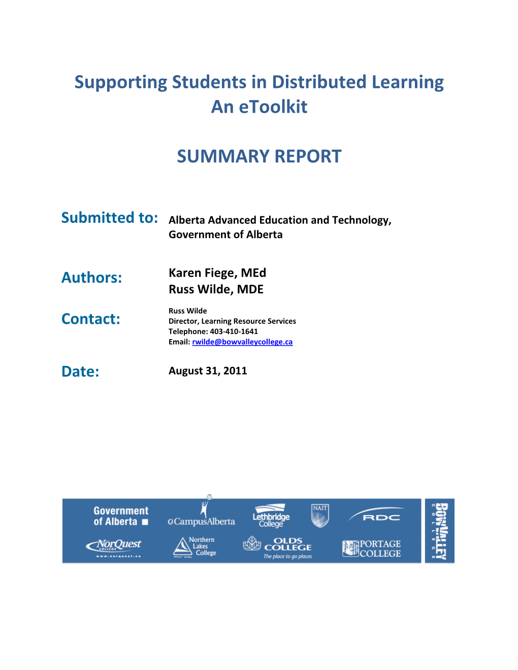 Supporting Students in Distributed Learning an Etoolkit
