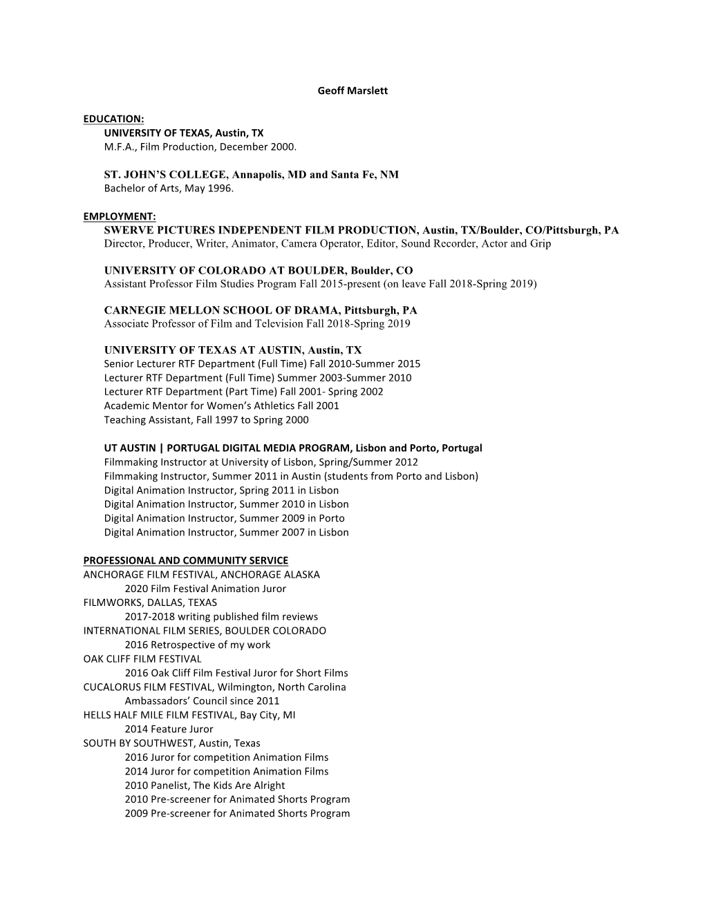 Academic Resume 02 2021