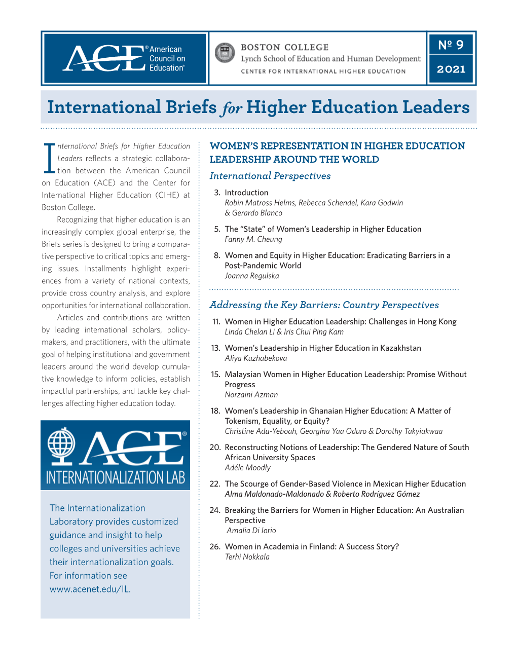 Women's Representation in Higher Education Leadership Around the World