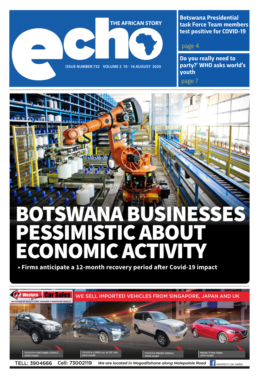 • Firms Anticipate a 12-Month Recovery Period After Covid-19 Impact 2 Echo Report Echo Newspaper 10 - 16 August 2020