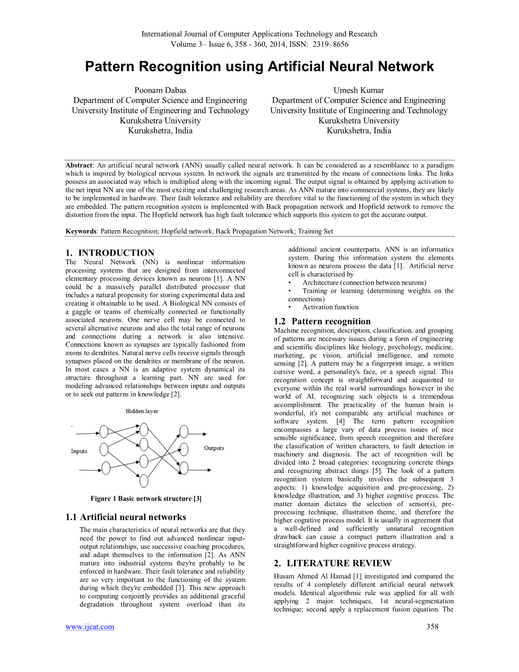 Pattern Recognition Using Artificial Neural Network