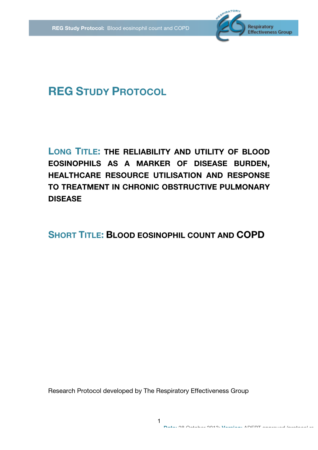 REG Study Protocol: Blood Eosinophil Count and COPD
