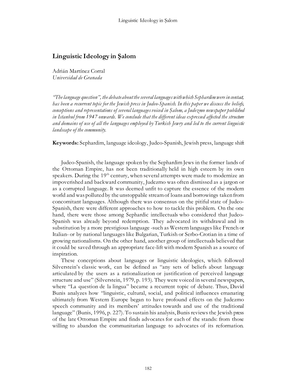 Linguistic Ideology in Şalom