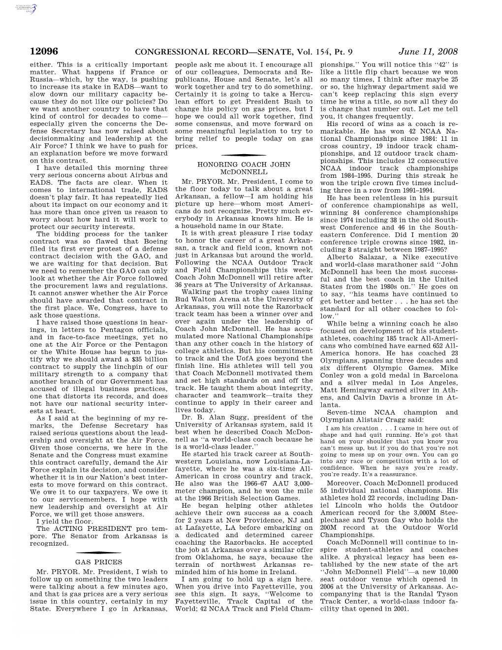 CONGRESSIONAL RECORD—SENATE, Vol. 154, Pt. 9 June 11, 2008 Either