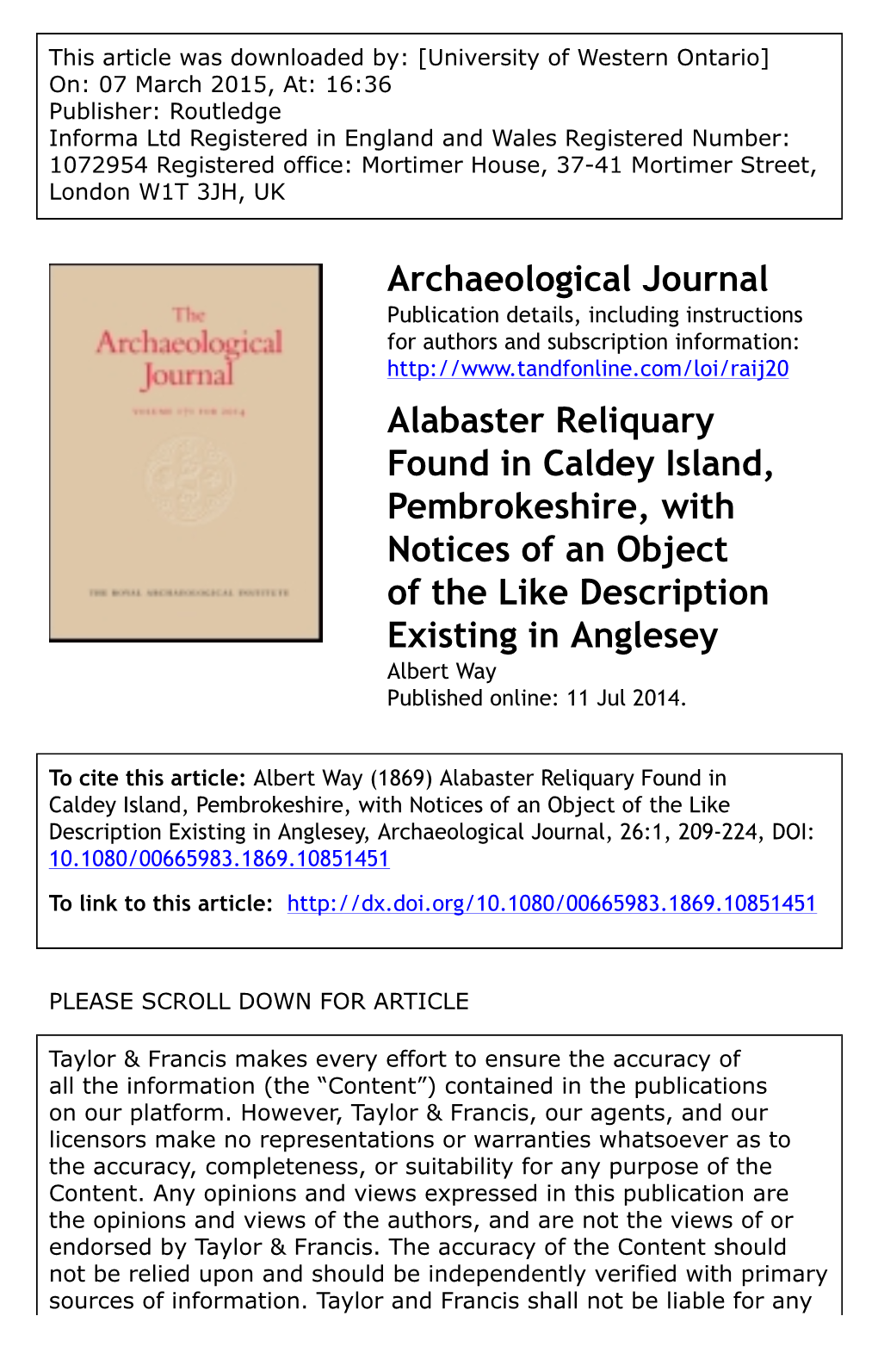 Archaeological Journal Alabaster Reliquary Found in Caldey Island