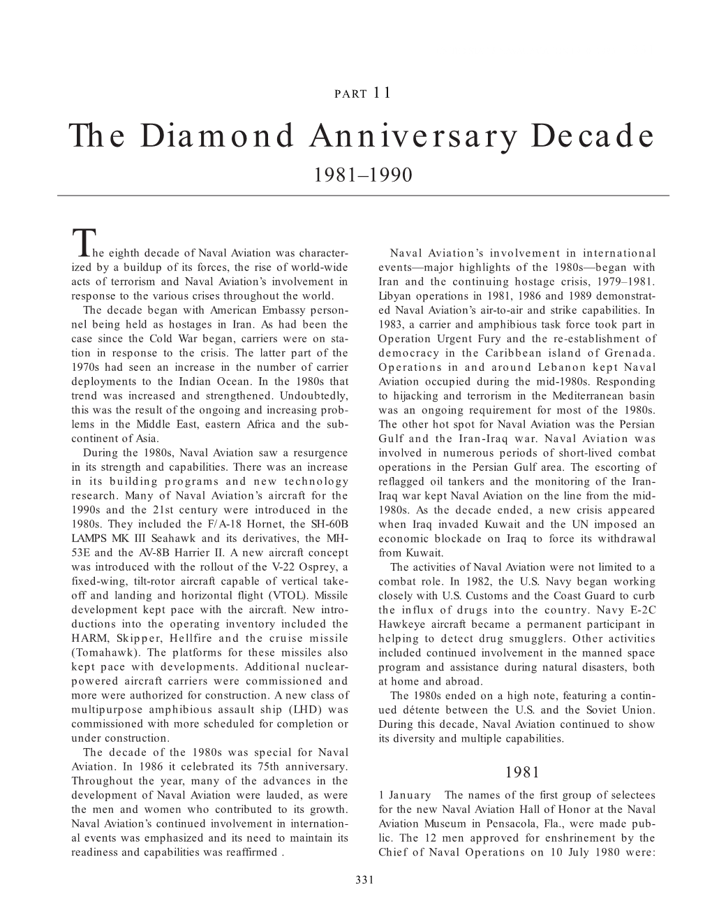 PART 11 the Diamond Anniversary Decade 1981–1990