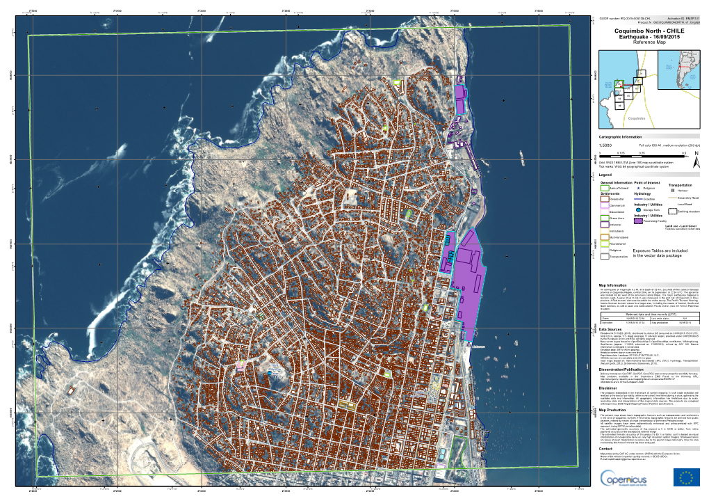 Coquimbo North - CHILE 2 Earthquake - 16/09/2015 Reference Map