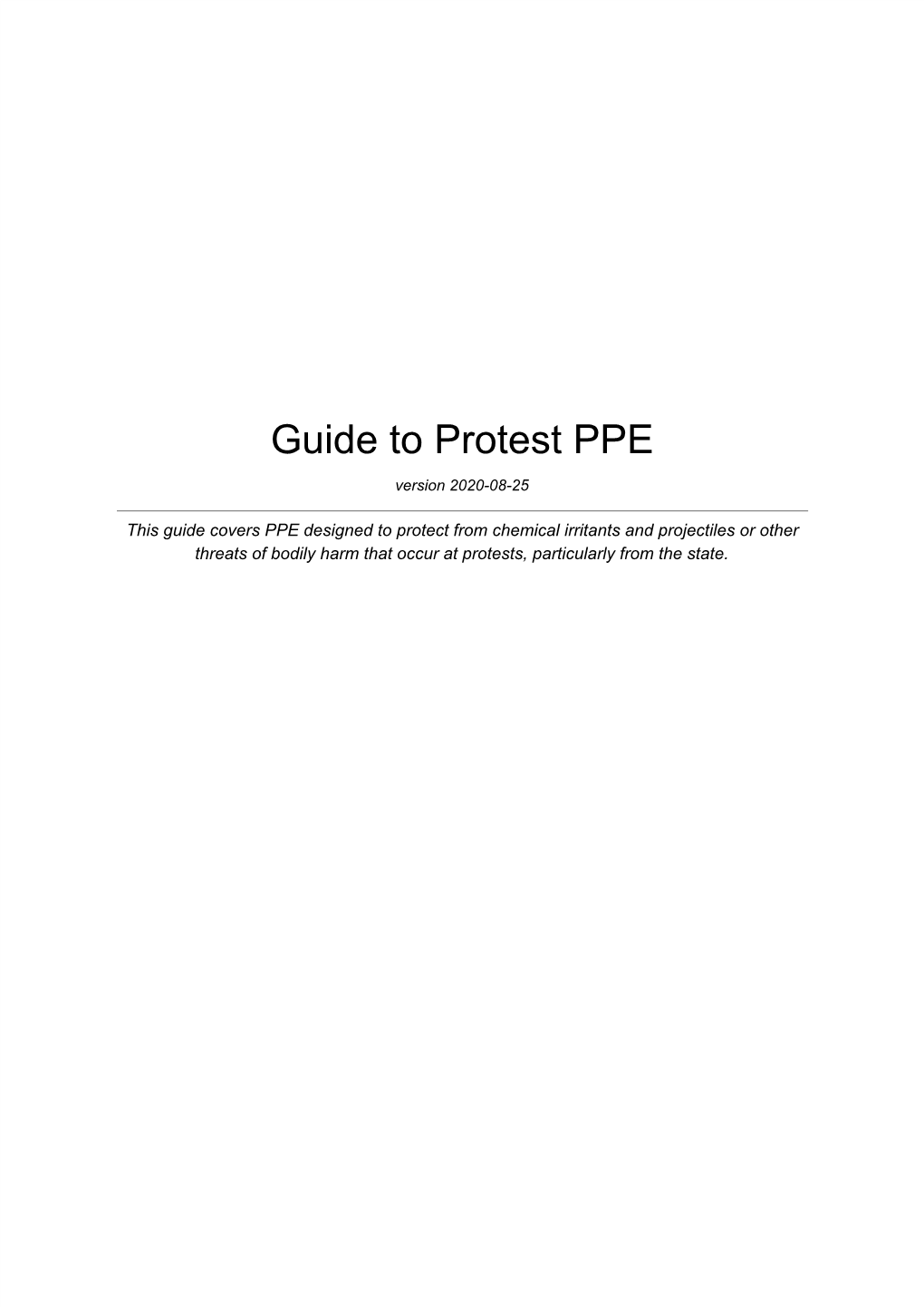 Guide to Protest PPE