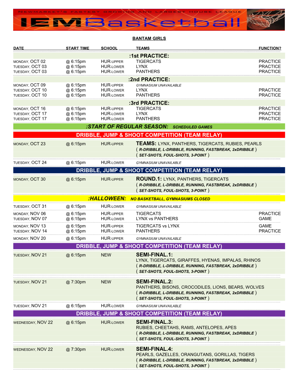 Date Start Time School Teams Function?