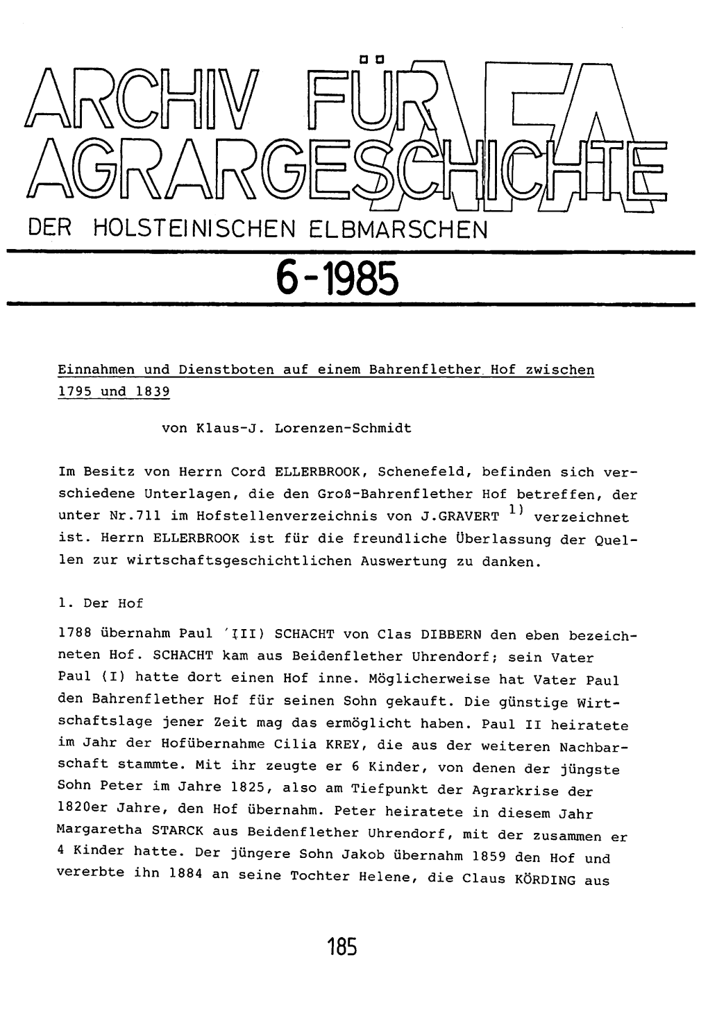 Der Holsteinischen Elbmarschen 6-1985