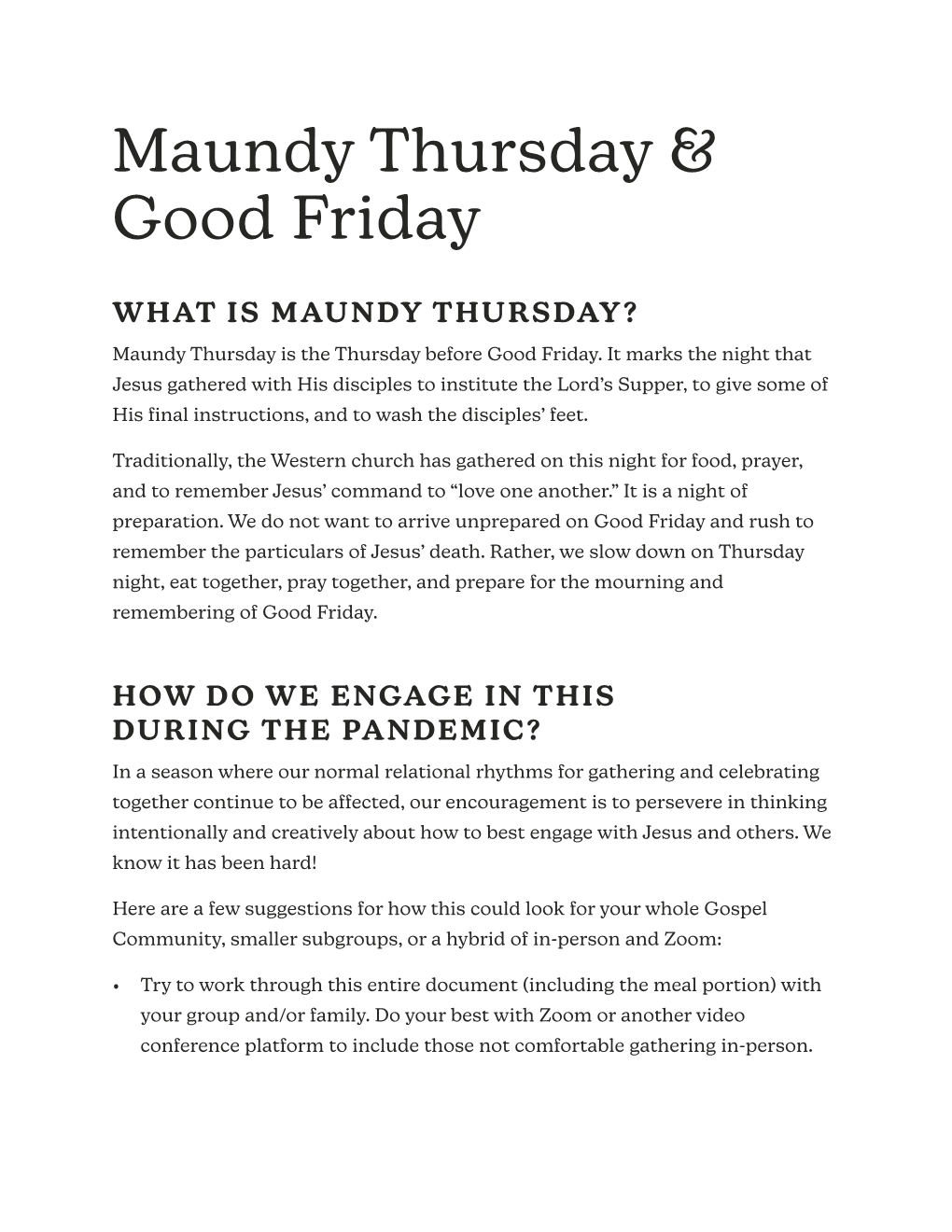 Maundy Thursday & Good Friday