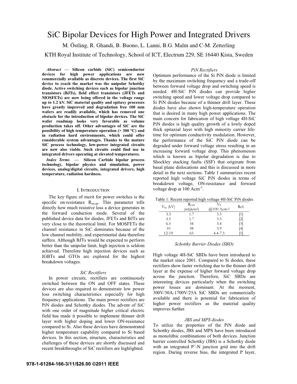 Sic Bipolar Devices for High Power and Integrated Drivers M