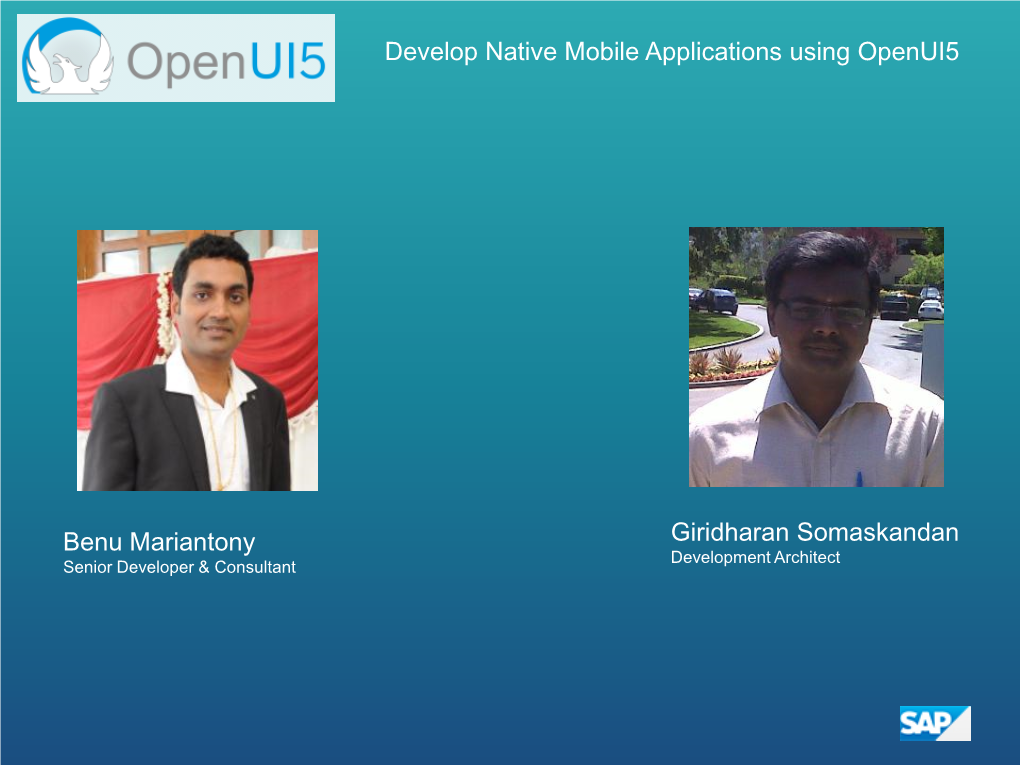 Develop Native Mobile Applications Using Openui5 Benu Mariantony