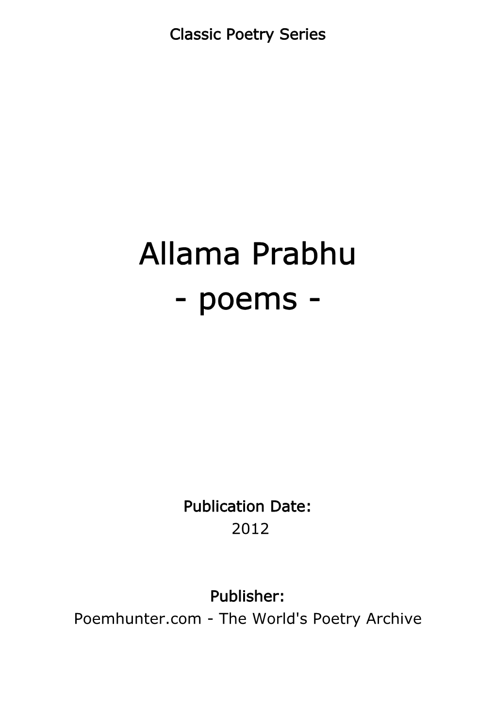 Allama Prabhu - Poems