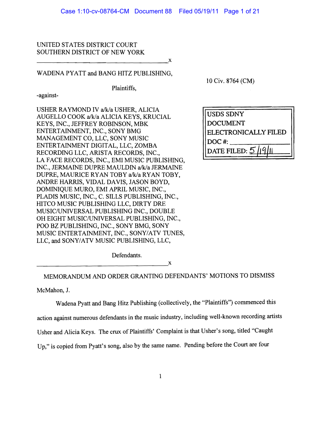 Usdssdny Document Electronically Filed Doc