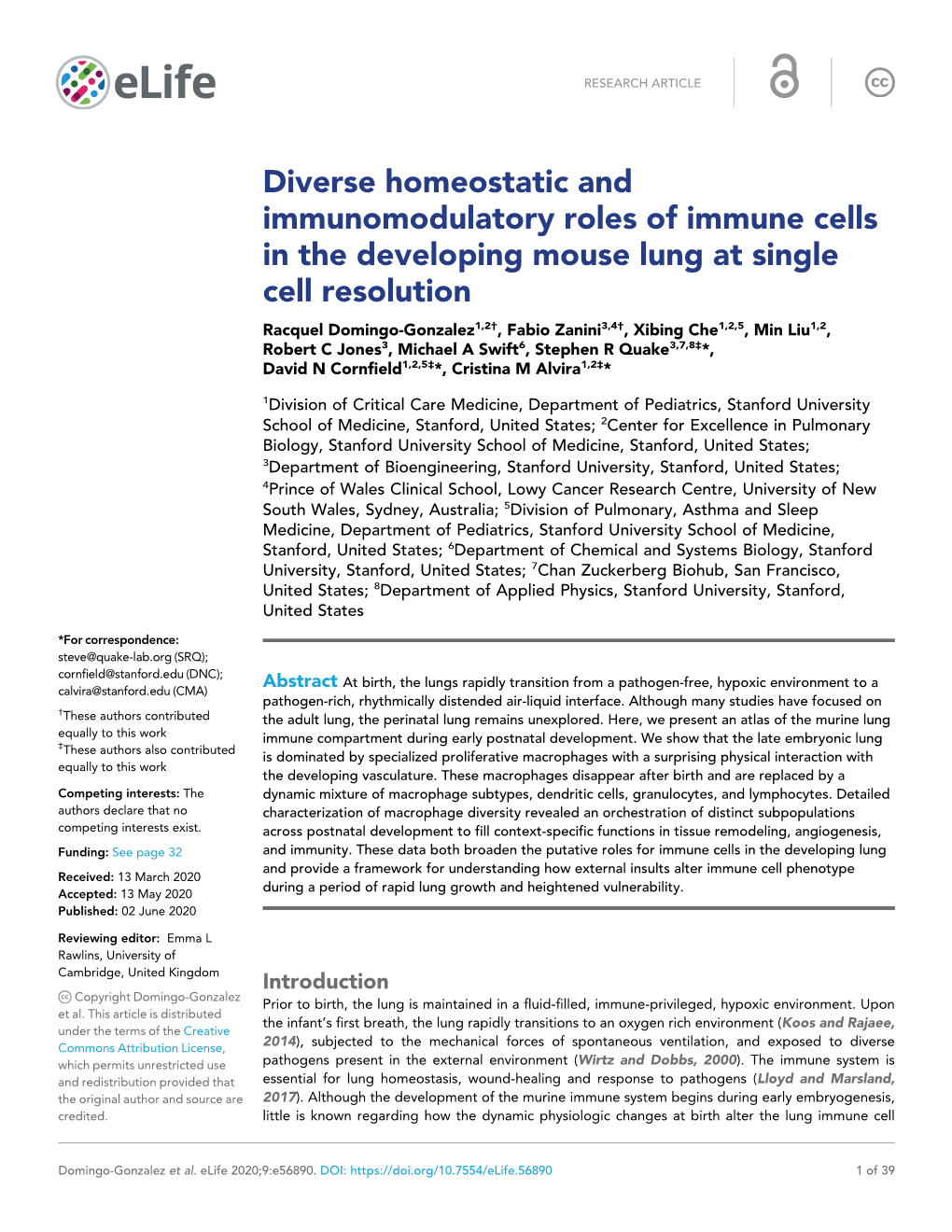 Diverse Homeostatic and Immunomodulatory Roles of Immune