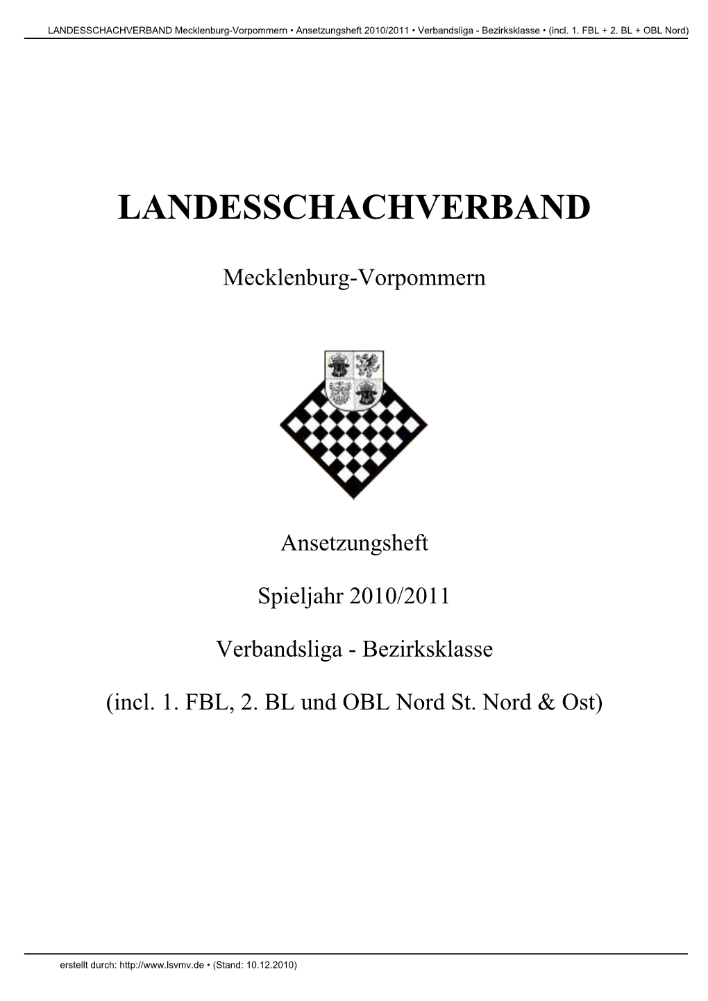 Ansetzungsheft 1011.Pdf -.: Landesschachverband