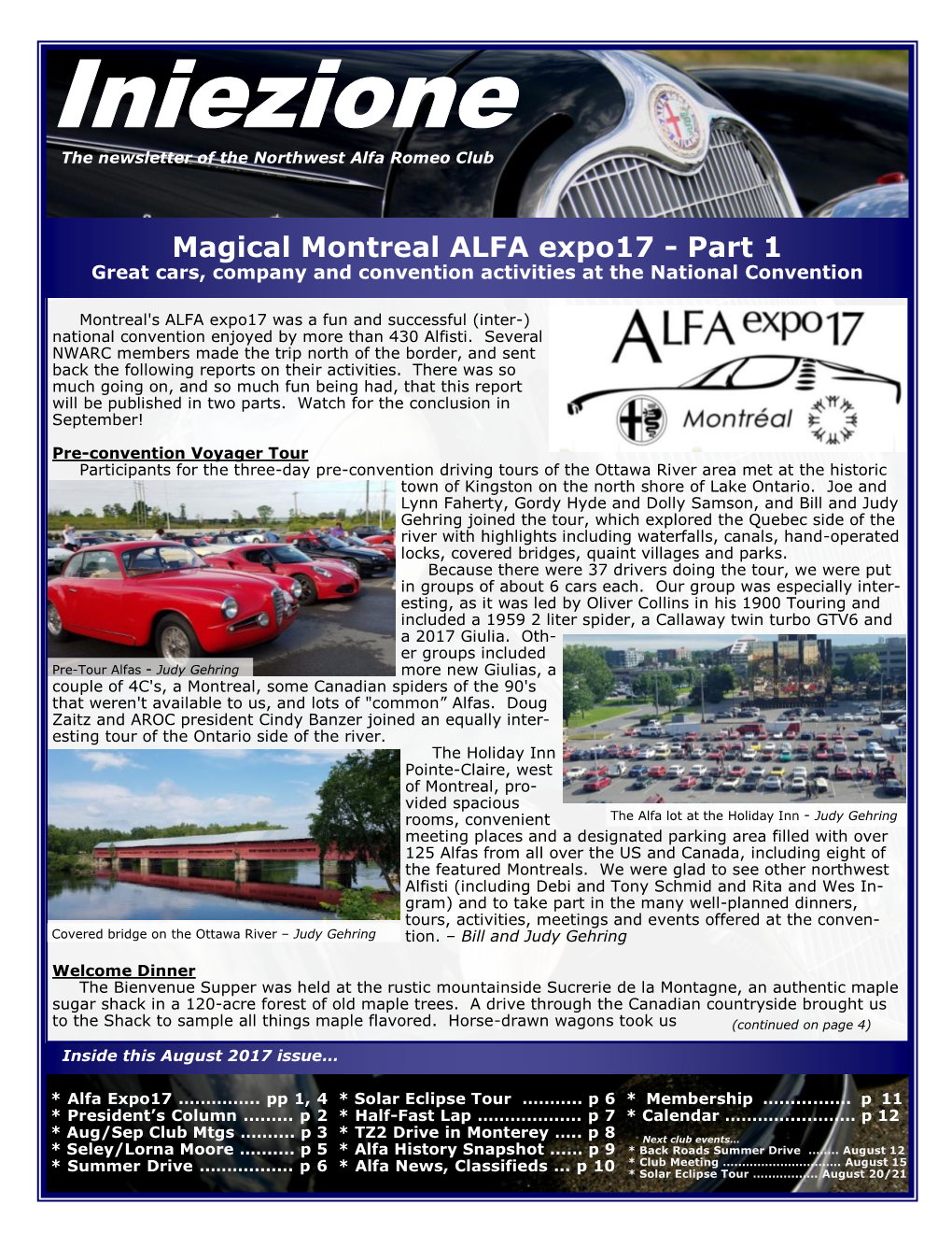 Iniezione the Newsletter of the Northwest Alfa Romeo Club