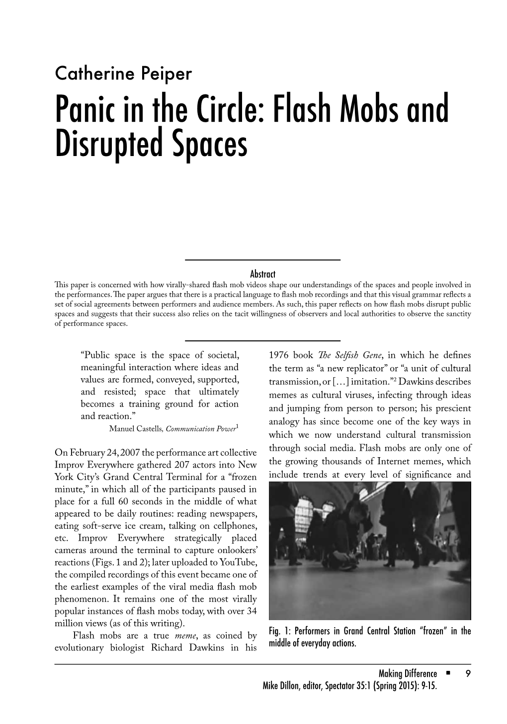Panic in the Circle: Flash Mobs and Disrupted Spaces