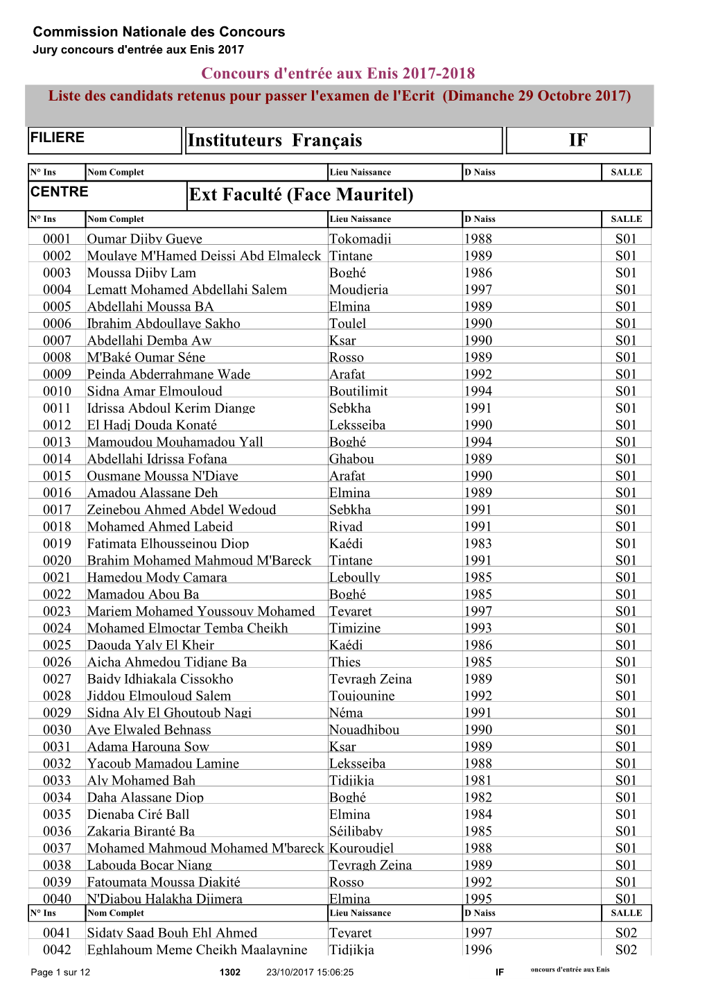 Instituteurs Français IF Ext Faculté (Face Mauritel)